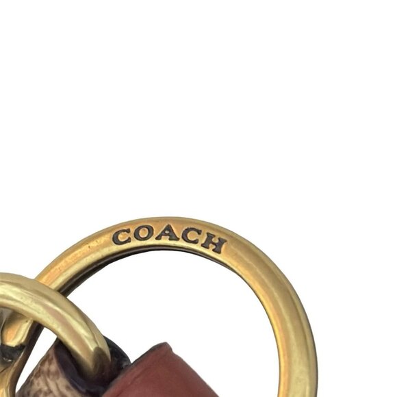 Auth COACH - Dark Brown Brown Gold Leather Hardware Bag Charm - Picture 3 of 4